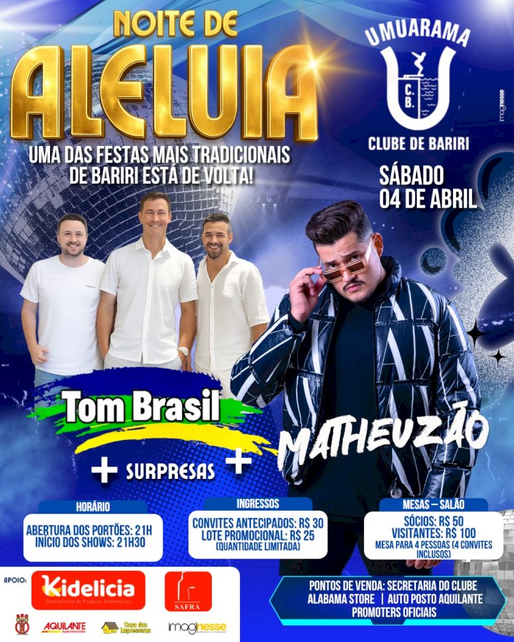 Noite de Aleluia 2026 agita o Umuarama Clube no próximo sábado e promete casa cheia