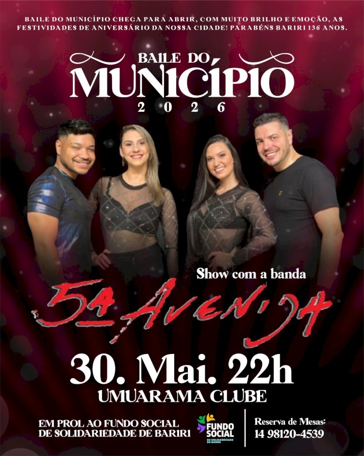Bariri 136 anos: Banda 5ª Avenida se apresenta no Baile do Município