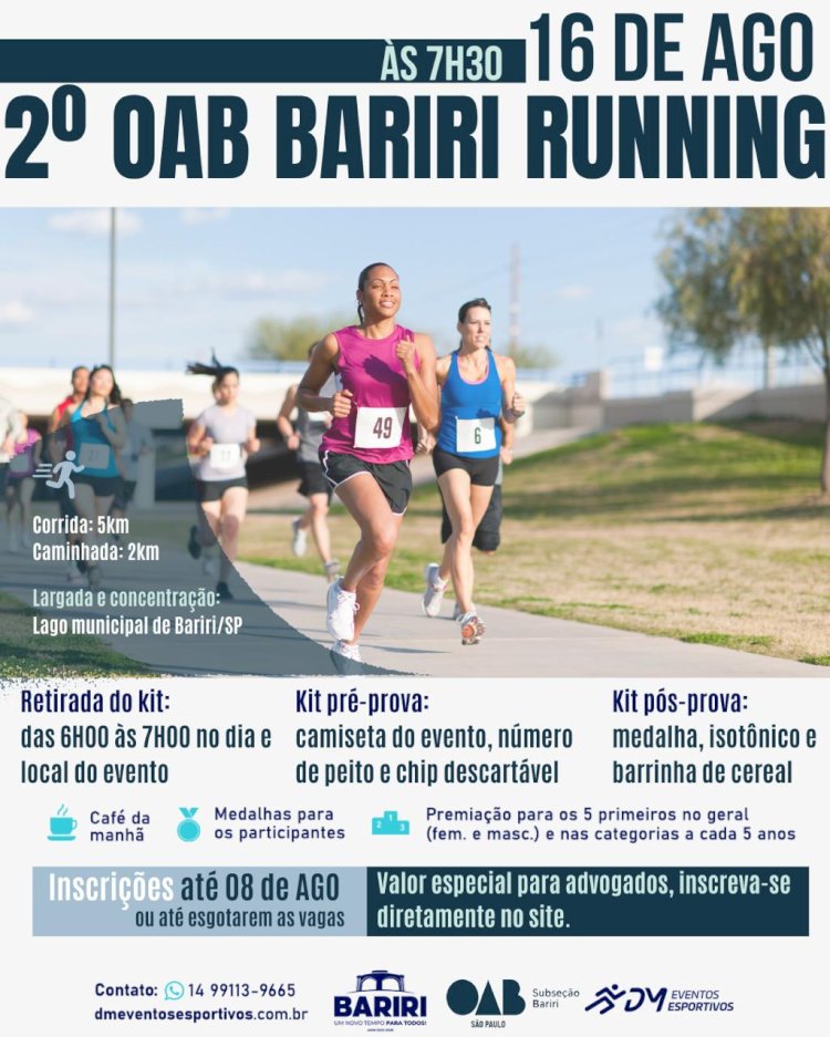 2ª OAB Bariri Running: Confira o percurso do evento que reunirá mais de 300 corredores neste domingo