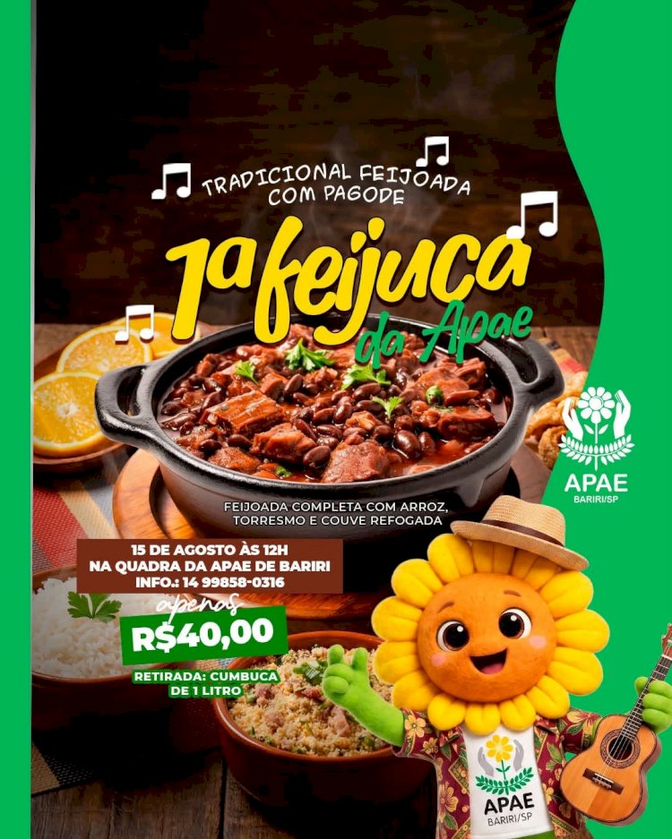 1º Feijuca da Apae Bariri terá roda de samba ao vivo