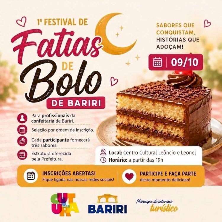 Cultura abre inscrições para o 1º Festival de Fatias de Bariri; confira as regras do edital