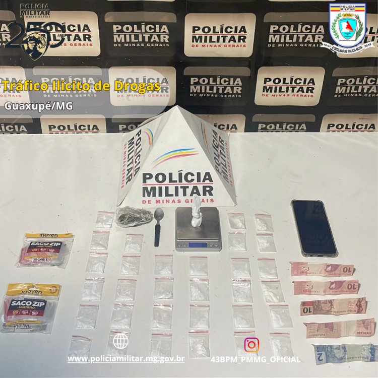 Jovem de 23 anos tenta fugir, mas é detido com drogas e dinheiro em Guaxupé
