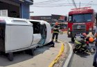 Colisão seguida de capotamento deixa idoso ferido em Bauru