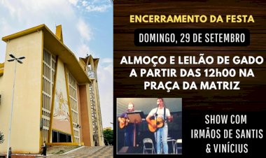 Último domingo da Quermesse de Nossa Senhora das Dores tem almoço especial e leilão de gado em Bariri