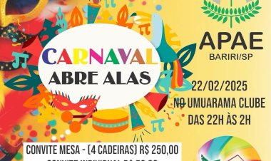 Apae Bariri promove Carnaval “Abre Alas” em fevereiro