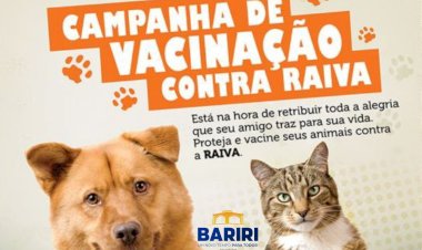 Bariri inicia ciclo de vacinação antirrábica para cães e gatos