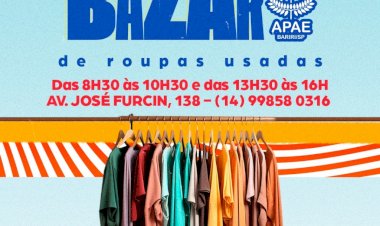 Apae Bariri promove bazar solidário toda quarta e sexta-feira