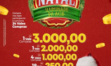 ACIB lança campanha “Natal Iluminado” com sorteio de 24 vales-compras