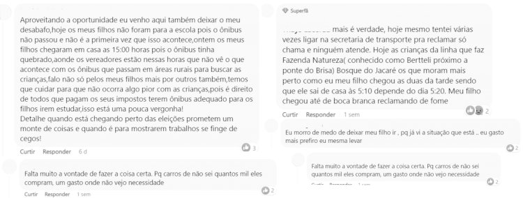 Internautas denunciam precariedade do transporte escolar em Brotas