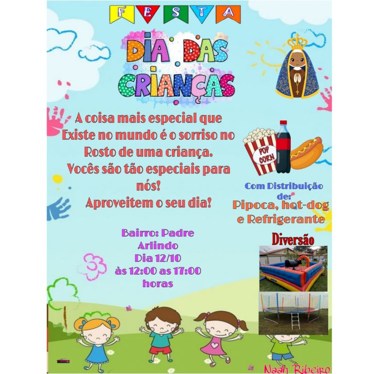 Voluntários de Itapuí promovem festa das crianças na praça pública no bairro Padre Arlindo