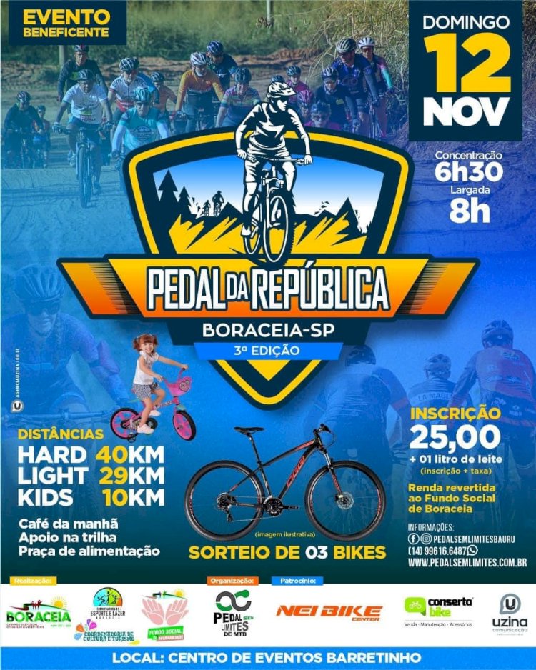 Boraceia realiza 3º Pedal da República em novembro