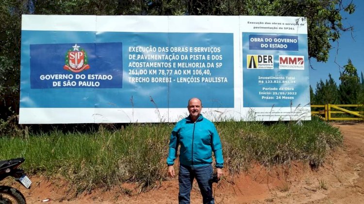 Obras de Pavimentação na SP-261, entre Águas de Santa Bárbara e Lençóis Paulista, são reiniciadas