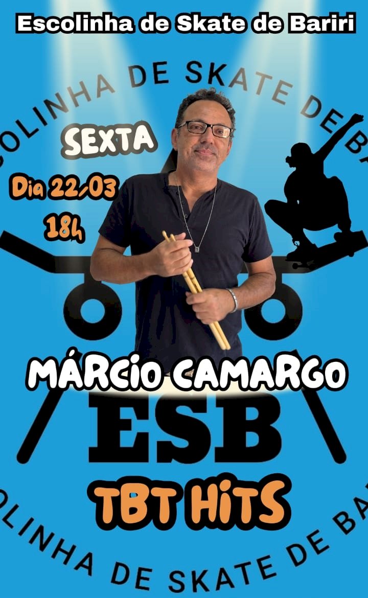 Márcio Camargo apresenta o show “TBT Hits” na Associação Escolinha de Skate de Bariri