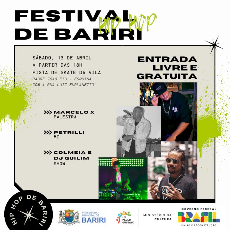 1º Festival Hip Hop de Bariri acontece no próximo dia 13 de abril