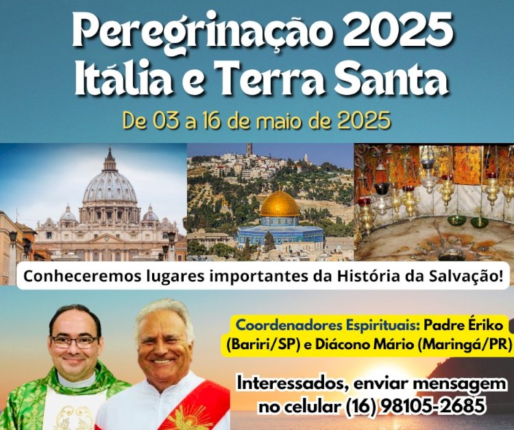 Bariri terá caravana católica para Itália e Terra Santa em 2025 coordenada pelo padre Ériko Nogueira