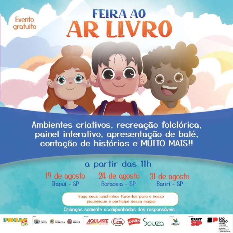 Feira Ao Ar Livro acontece em agosto em Itapuí, Boraceia e Bariri