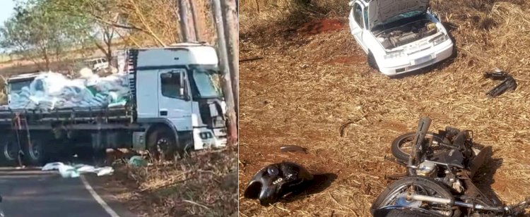 Motociclista morre após colisão tripla envolvendo caminhão, moto e carro em Macatuba