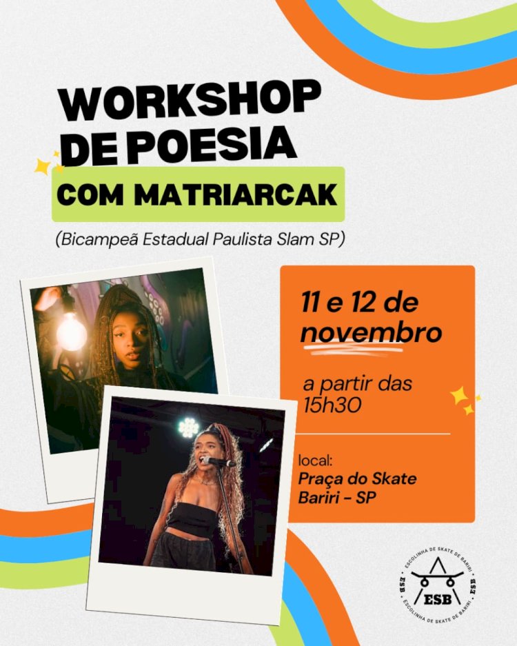 Associação Escolinha de Skate promove workshop de Poesia