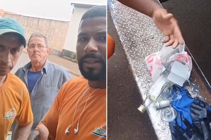 Coletor do lixo rasga luva com vidro exposto em sacola plástica e faz apelo para que a população de Bariri faça o descarte correto