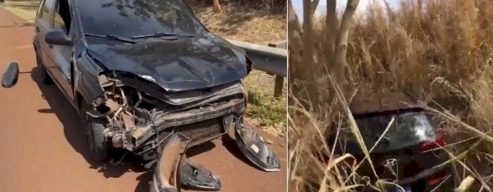 Motorista tem frente cortada, perde o controle e atinge outro carro na Jaú-Barra