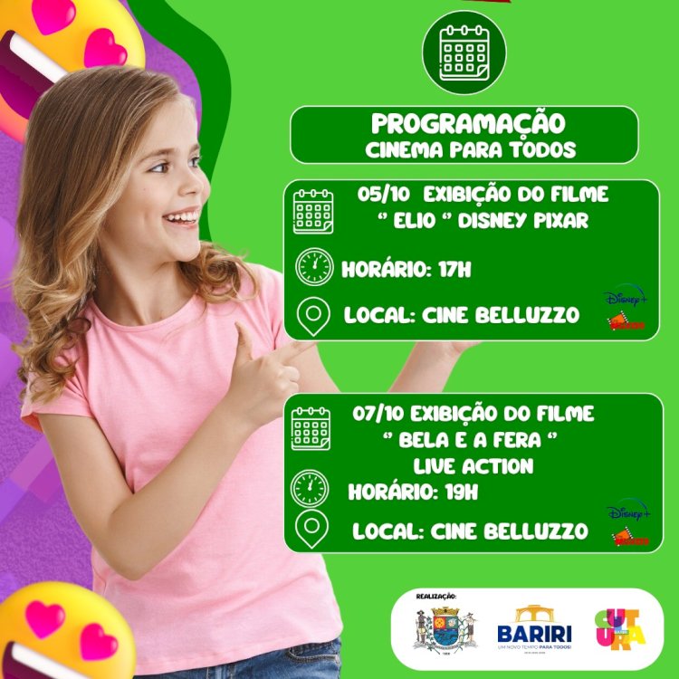 Cultura promove “Mês das Crianças” no Cine Belluzzo, com pipoca e refrigerante grátis