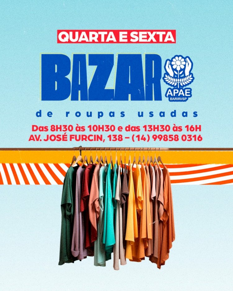 Apae Bariri promove bazar solidário toda quarta e sexta-feira