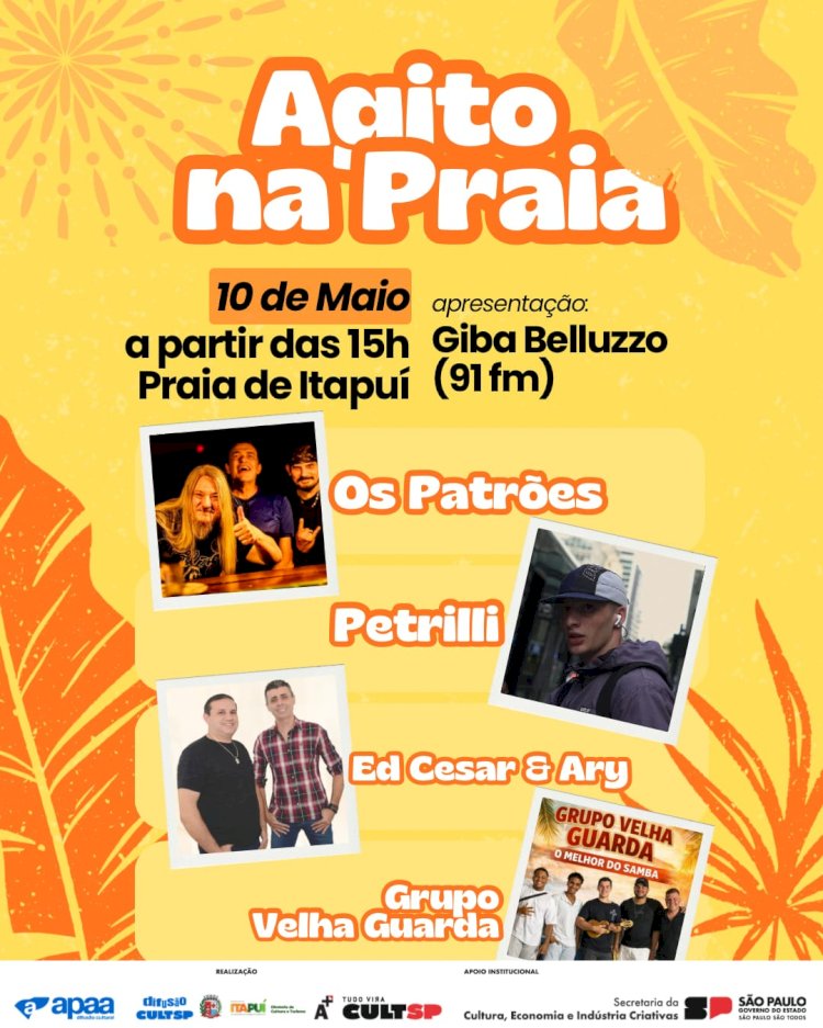 Itapuí recebe festival “Agito na Praia 2026”, com show da banda Os Patrões neste domingo