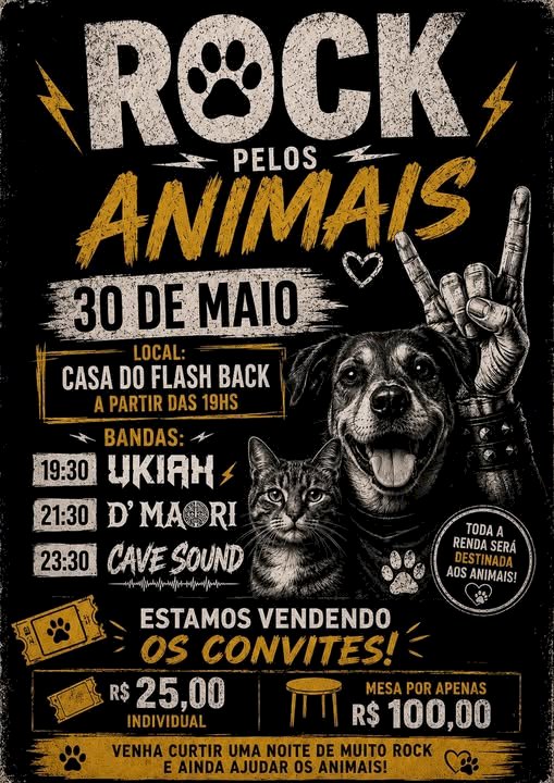 1º Rock pelos Animais é neste sábado em prol do Focinho Carente