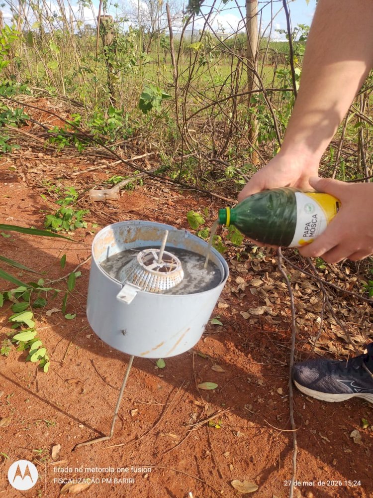 Armadilhas biológicas do tipo “papa-moscas” são instaladas em bairros de Bariri