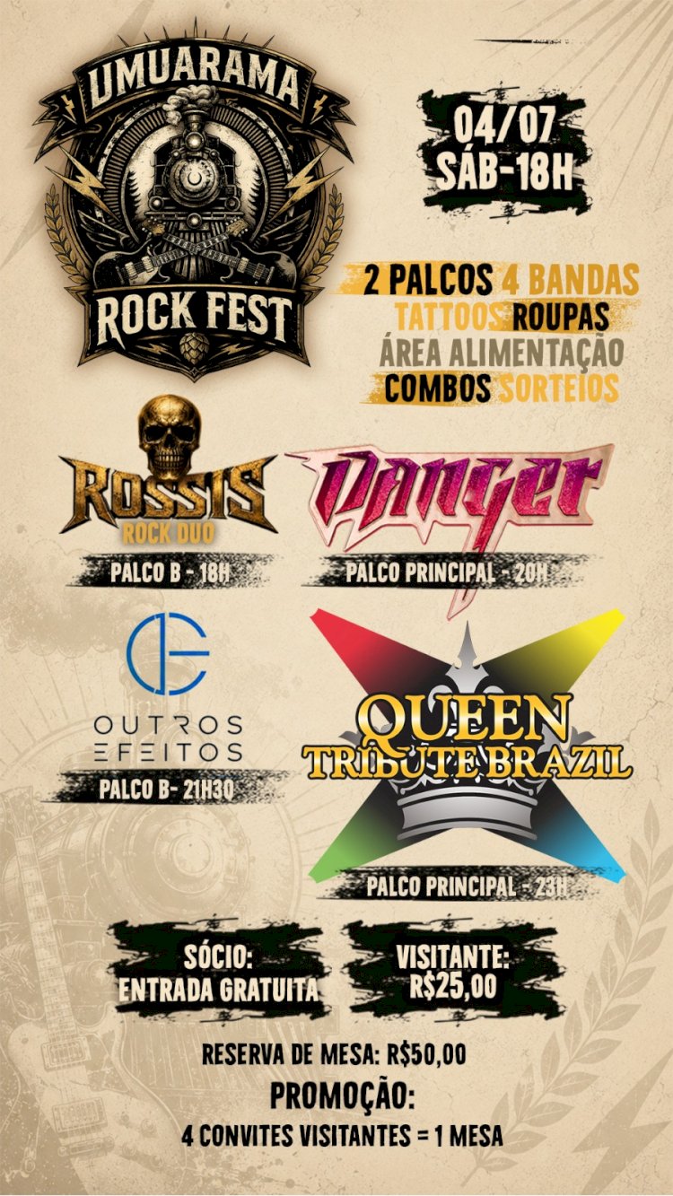 Umuarama Clube celebra o rock com festival épico deste sábado