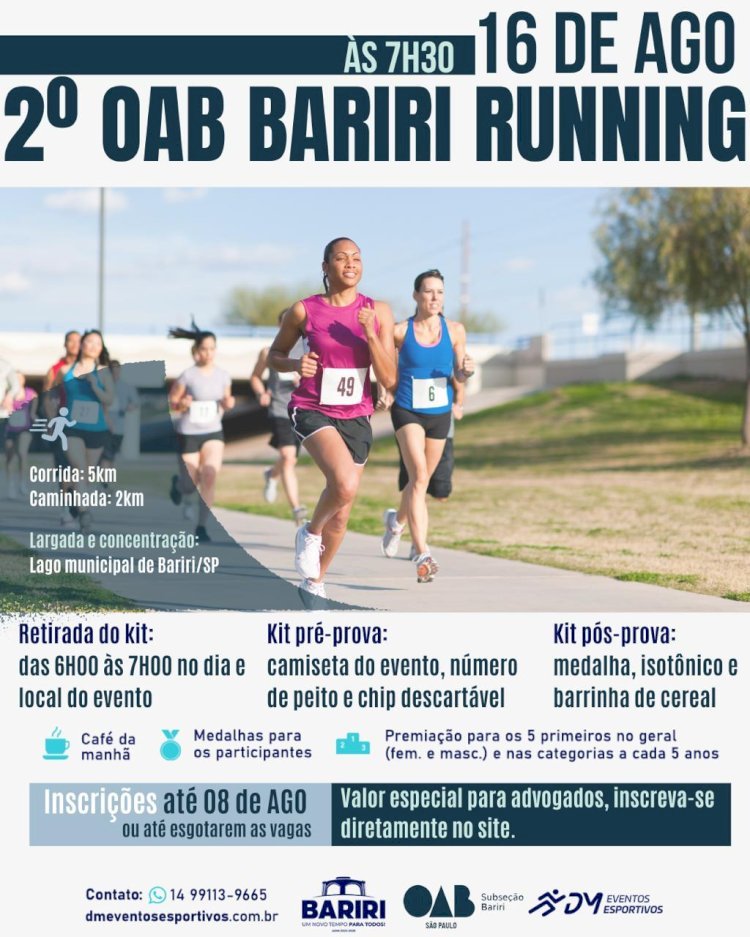 2ª OAB Running Bariri abre inscrições até 8 de agosto